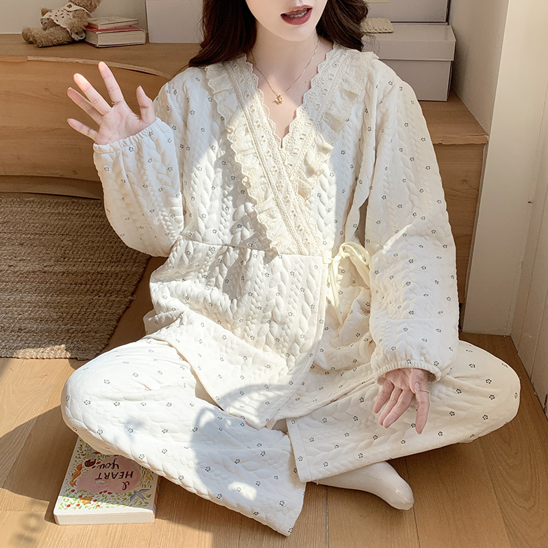 2025和服款空气棉月子服秋冬大码产后孕妇睡衣加厚夹层哺乳衣套装