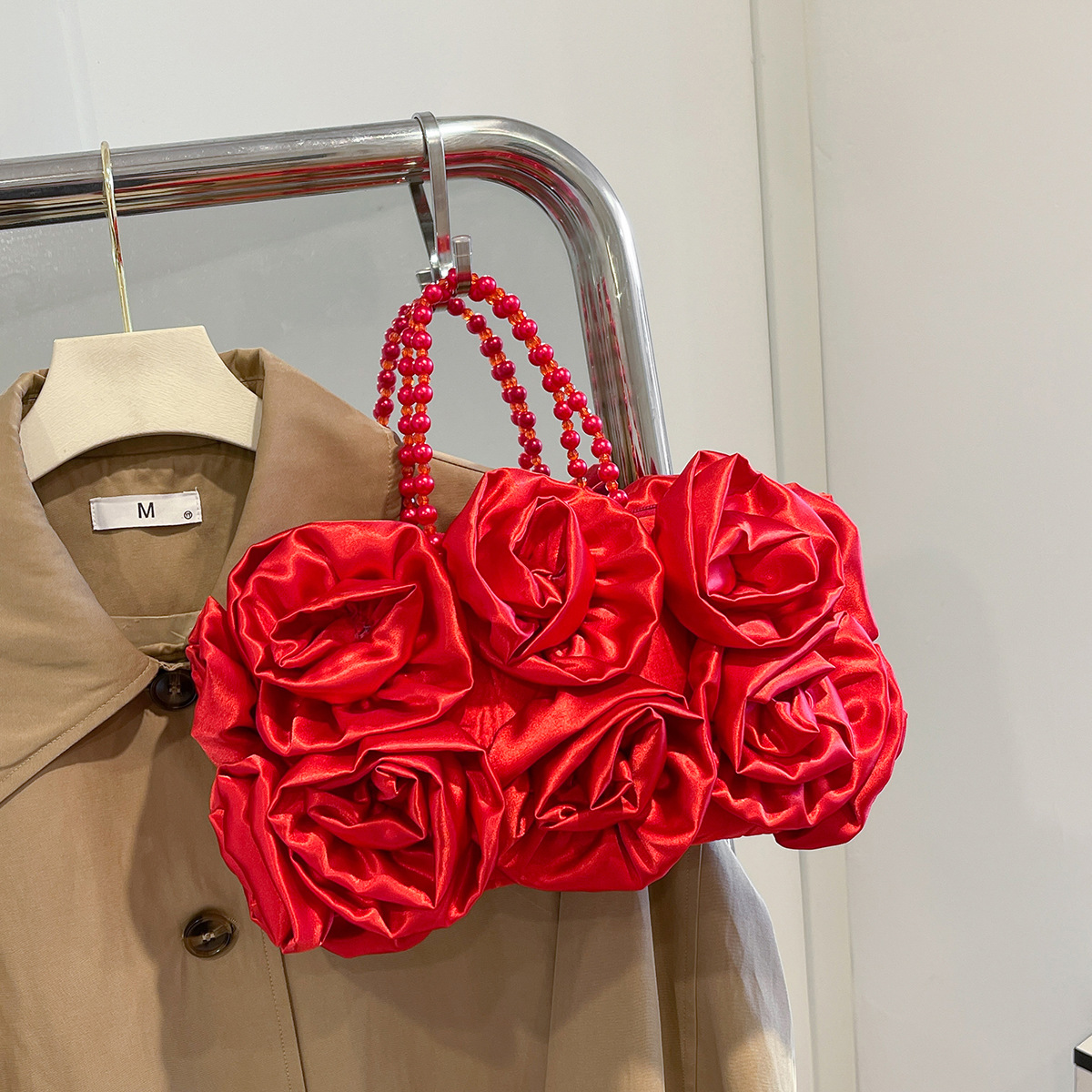 138g Weight Polyester Cotton Lining Material Zipper Closure Type Double Handle Strap Type Handbag, Evening Bag Bags Type Party Occasion Lace Material Flower Pattern Spring&Summer Season Women's Gender Elegant Style Pillow Shape Shape Black Red Lace Flower Pillow Shape Evening Bags 11