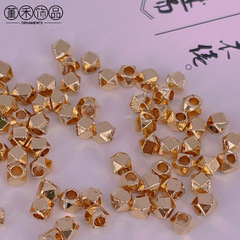 18K包金保色切面珠手串珠子手工diy手鍊項鍊隔珠飾品配件散珠批發