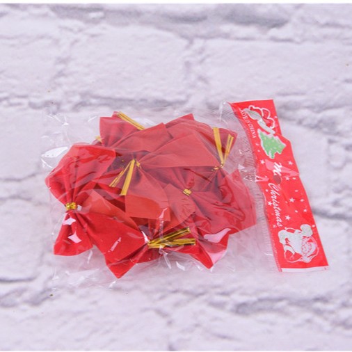 Navidad decoraciones 5,5 cm oro y plata paño rojo bowknot (12 Navidad bowknot Navidad necesidades diarias
