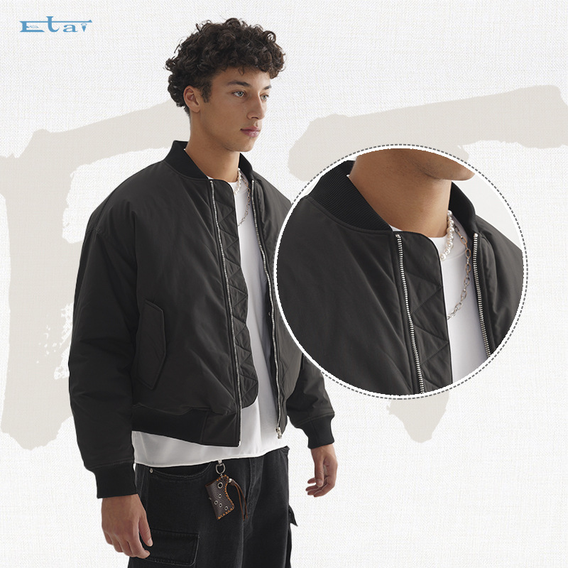 ETAI Hombre| Chaqueta de piloto corta de estilo americano de marca de moda simple color sólido multifuncional chaqueta de cremallera a prueba de derramamientos
