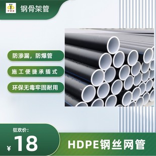 Taizhou Municipal Water Supply, Drainage and Fire Protection Pipeline Hdpe Steel Wire Mesh Skeleton Composite Pipe 16kg Pressure 1.6Mpa