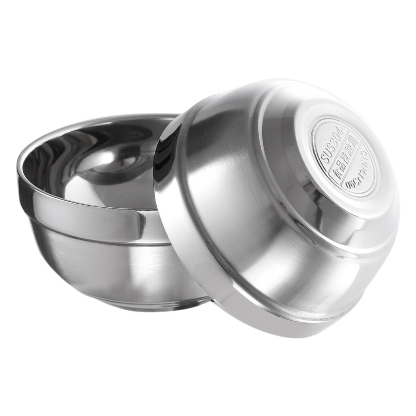 304 Stainless Steel Bowl, Thickened Double-Layer Insulation, School Cafeteria Rice Bowl, Soup Bowl, Wholesale, Supports Engraving and Laser Logo