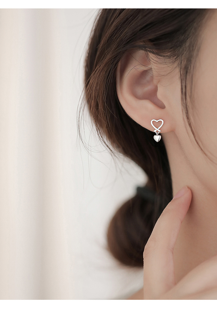 1 Pair Quantity Holiday, Date Occasion 925 Sterling Silver Material Heart Shape Pattern All Seasons Season 1 Pair 925 Sterling Silver 925 Sterling Silver Earrings Heart Shape Drop Earrings