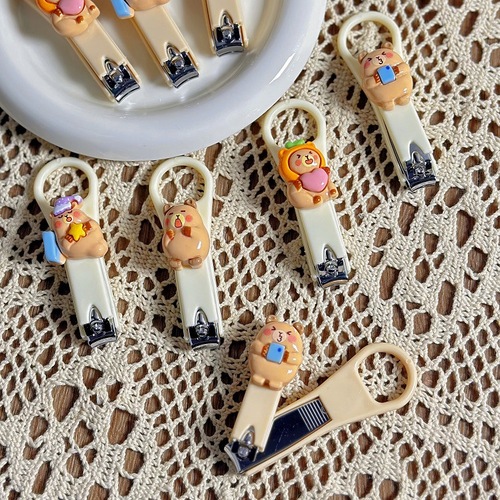 Cute Cartoon Nail Clippers Candy Color Nail Clippers Creative Folding Nail Clippers Girls Manicure Anti-splash