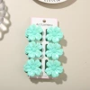 #3 Green [6-piece set with card] 4cm pearlescent five-petal flower style