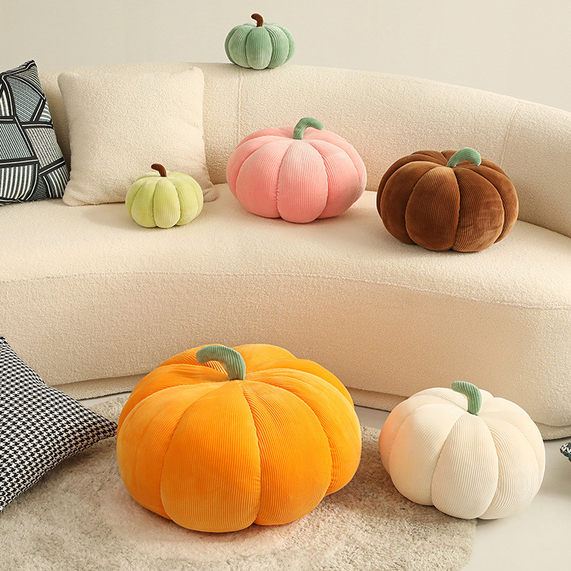 Cute Simulated Corduroy Pumpkin Pillow Sofa Bay Window Bedroom Back Cushion Home Decoration Photo Props