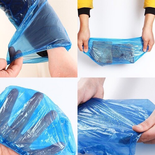 100 Pairs Disposable Waterproof and Oil-Resistant Transparent Plastic Thickened Kitchen Household Work Adult Protective Sleeve Gloves 
