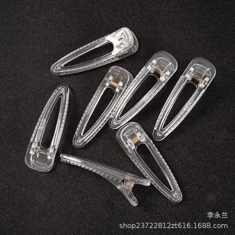 한국어 버전 클래식 클립 중공 머리핀 플라스틱 투명 머리핀 8CM 워터 드롭 클립 수제 머리핀 기본