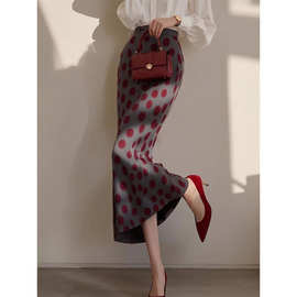 红色波点半身裙2025春季新款独特超好看高腰显瘦休闲a字包臀裙子