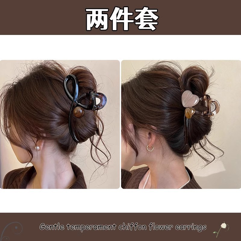 ハイエンド 2025 新しいスタイルの女性のヘアクリップ女性の後頭部大型レトロな秋と冬のサメクリップ気質帽子|undefined