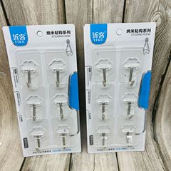 Strong adhesive 6 hooks for wall hanging, weight-bearing suction cup, transparent kitchen adhesive, door back adhesive hook 