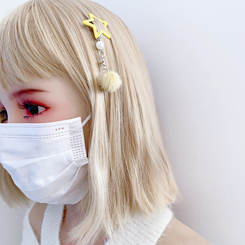 Charm Hair Clips Hair Accessories Type IG Style Cute Women's Pentagram Alloy Plush Charm Hair Clips