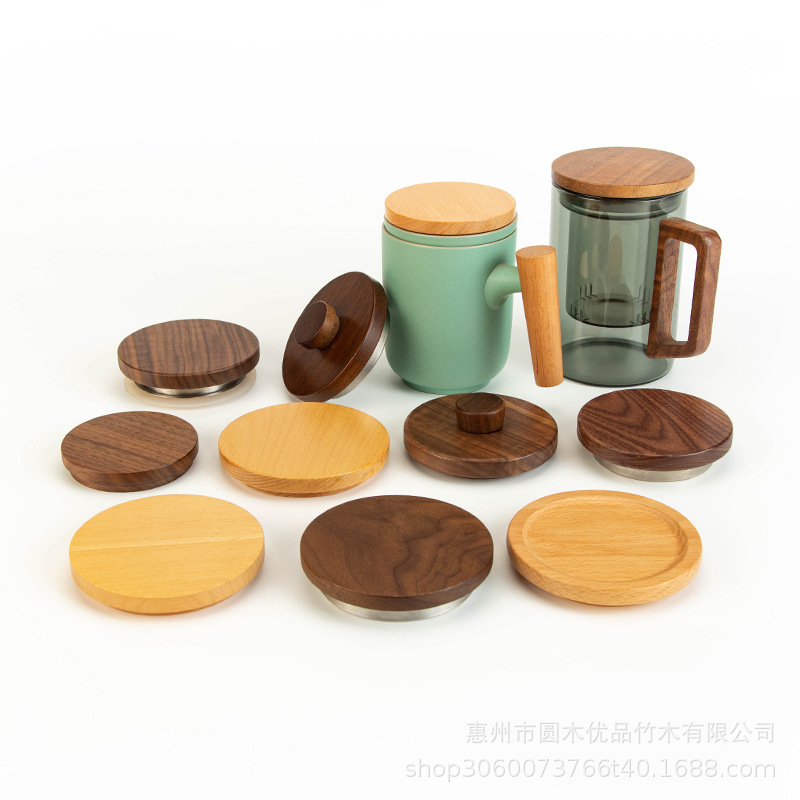メーカー木製カップ蓋防塵セラミックガラスブラックウォールナット蓋コーヒーカップ木製蓋ブナ木製ティーカップ蓋|undefined