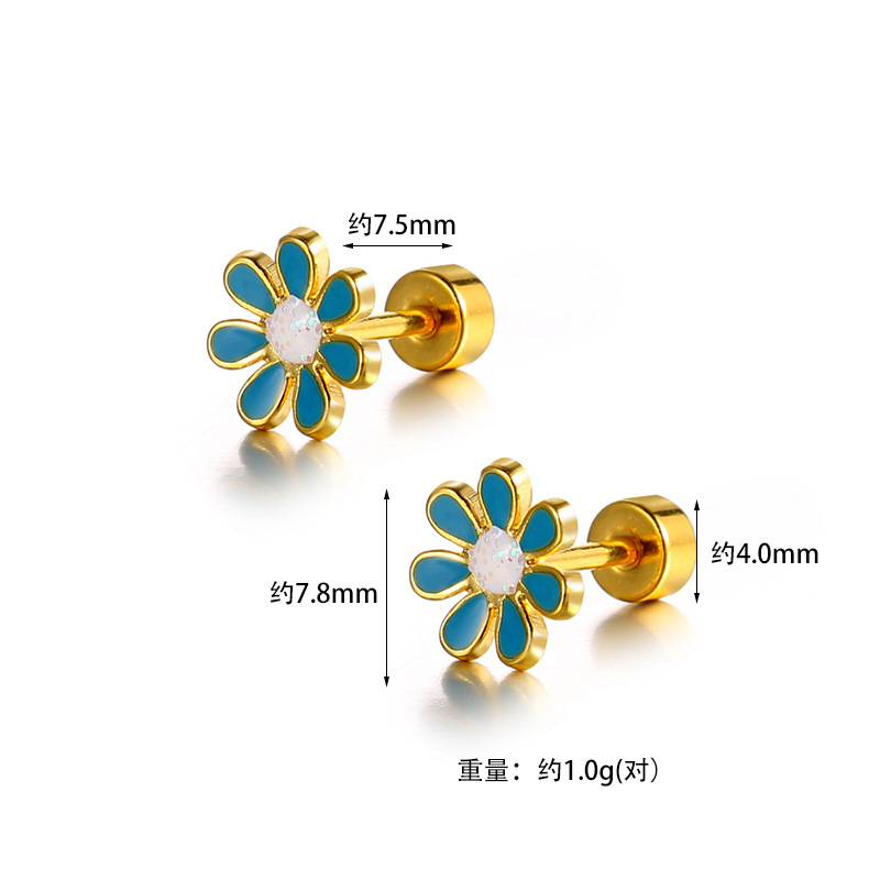 Simple Style Flower Titanium Steel No Inlaid Earrings Ear Studs display picture 1