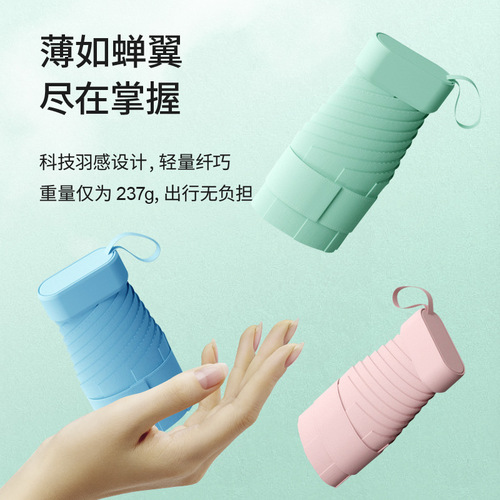 Package umbrella, foldable six-pan style, compact and portable, sunshade, sun protection, UV sun umbrella, customized logo, clear and rainy umbrella