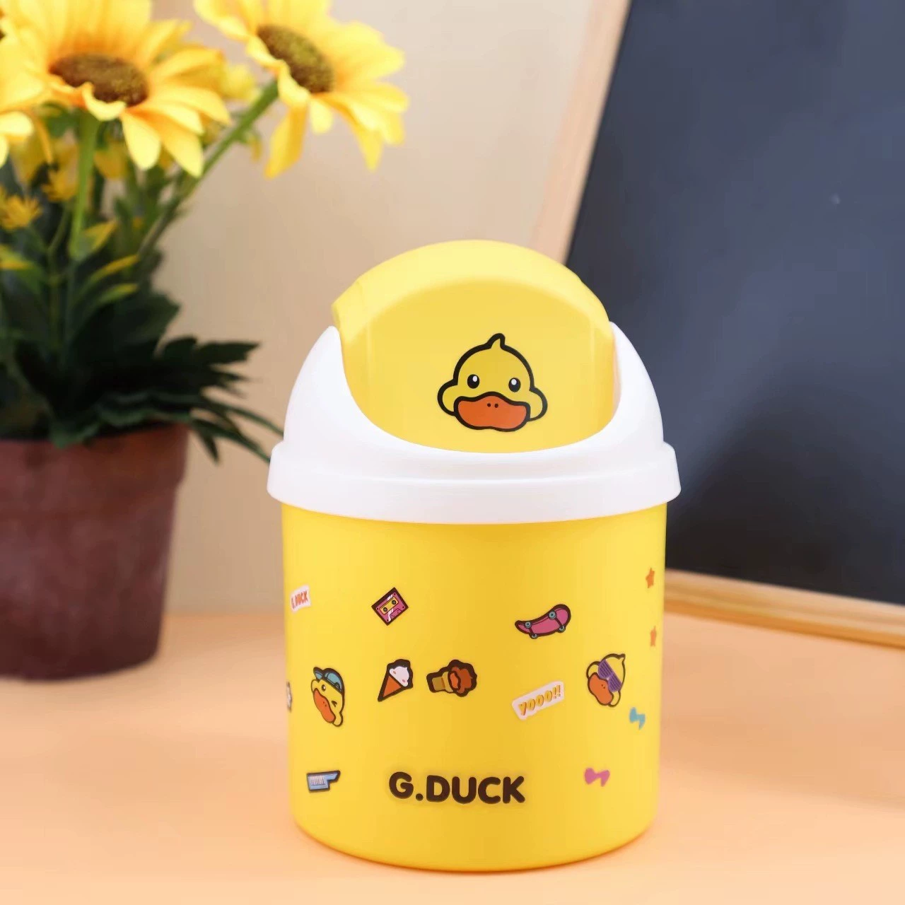 G.DUCK B.Duck, small garbage can, cute table storage system for home use