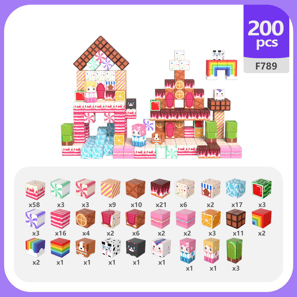 Transfronterizo Amazon Candyland Bloqueo magnético para construir juego de juguetes de rompecabezas para niños