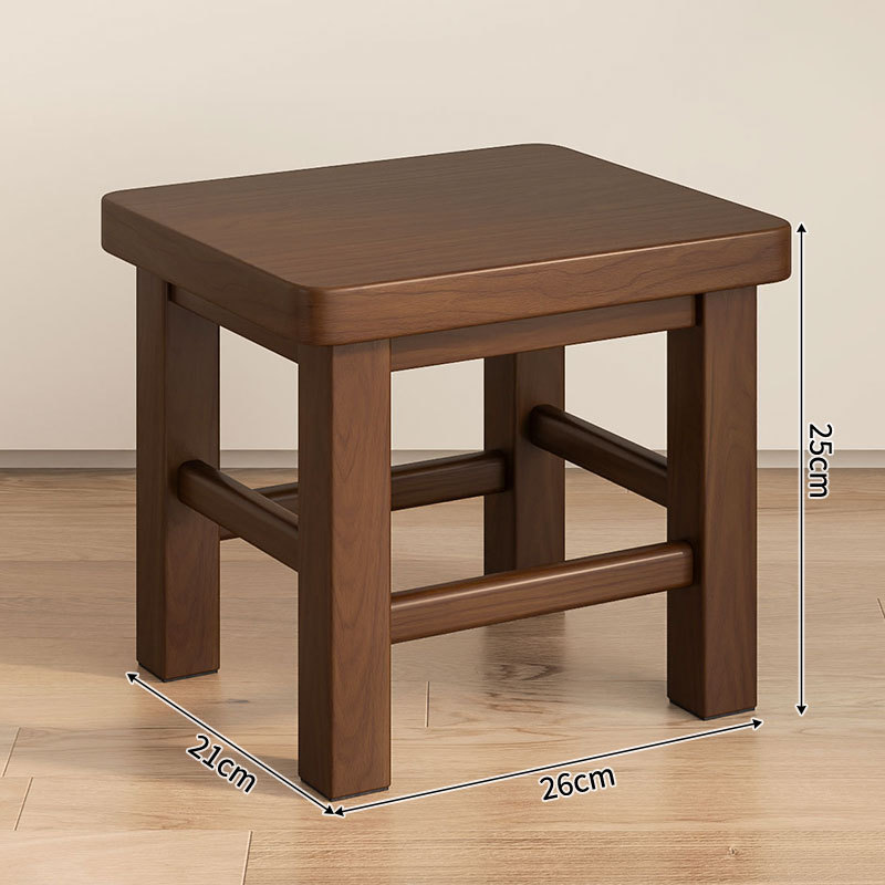 [imported rubber wood, thickened stool surface] walnut color 25cm high - no cracking