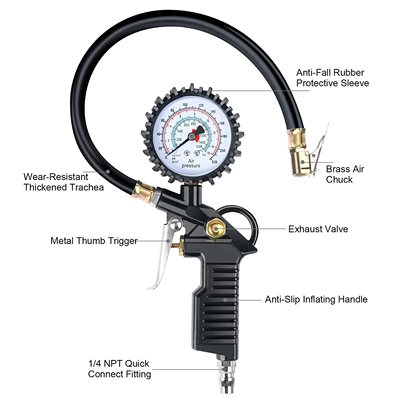 Black High-Precision Tire Pressure Gun Air pressure gauge/tire pressure gauge