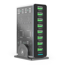 跨境新款热销80w多口充电器智能多功能8usb桌面充电站立式私模