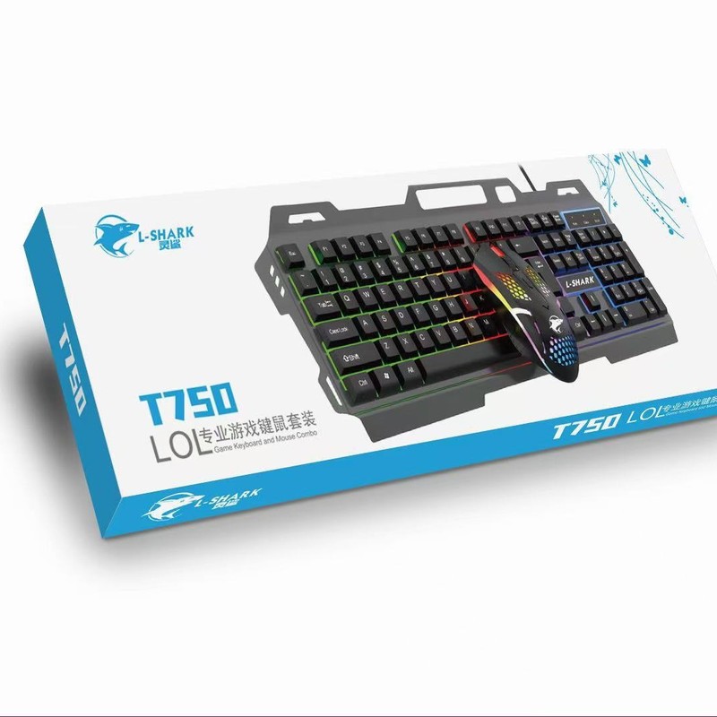 霊サメ有線USBキーボード発光ノートパソコン汎用ビジネスオフィスゲームキーボードマウスセット|undefined