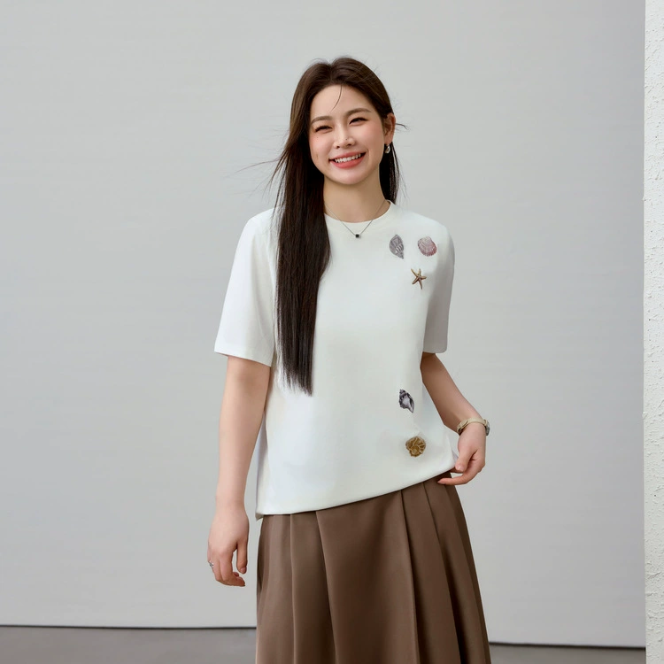 [Leisel Comfort, простой повседневный прилив, универсальная футболка] Felly Show большой размер женский толстый mm2025 летний новый