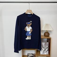 高品質/スキャン可能なゴルフベア 25 年秋冬純綿ヘビーウェイト刺繍レディースラウンドネックセーター漫画