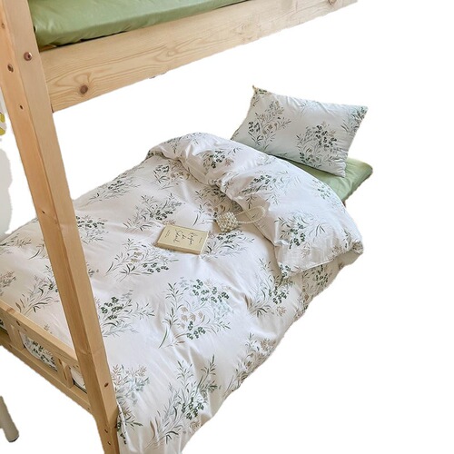 Ins-style college student. 100% cotton three-piece set pure cotton six-piece set dorm bedding set including sheets, pillowcases, and mattress topper bed linens
