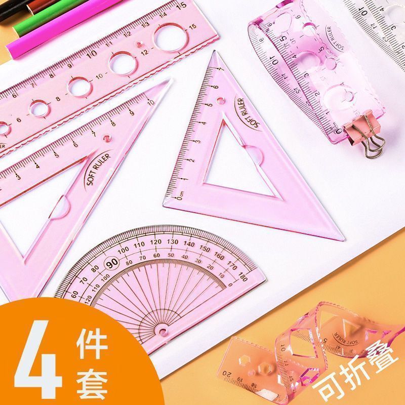 Regla blanda 4 piezas de papelería 15 / 20cm no lastiman las manos regla recta ángulo regla blanda no lastiman las manos