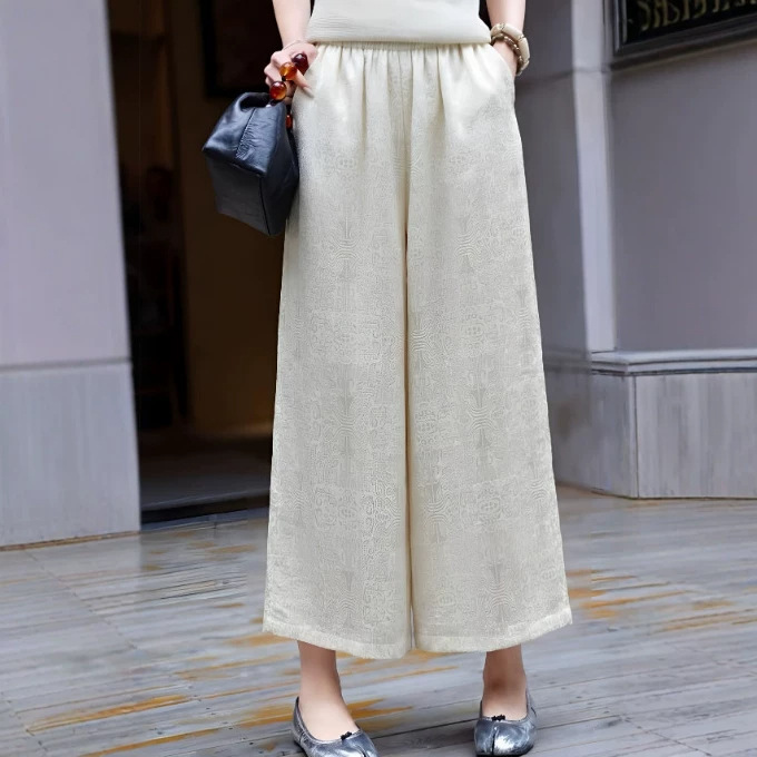 Special Clearance Sale, No Returns or Exchanges! Rayon Jacquard Straight-Leg Pants Sm