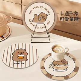 卡通餐桌隔热垫防烫杯垫家用硅藻泥吸水加厚餐垫易打理硅藻泥杯垫