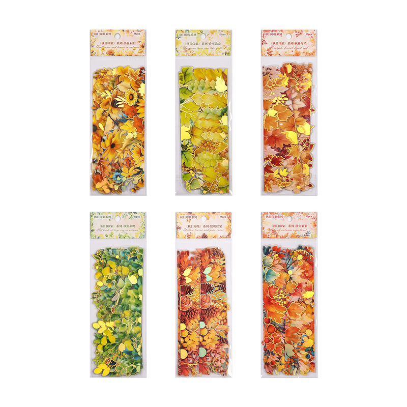 Impresión de otoño cuentas de mano pegatinas de mascotas impermeables pegatinas de tarjeta de fondo de teléfono celular pegatinas de niños pegatinas de material de tarjeta de mano pegatinas