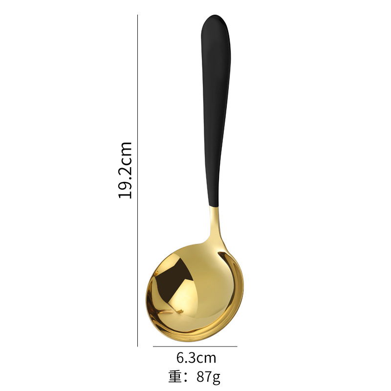 Cuchara de sopa de acero inoxidable 304 vajilla doméstica cuchara de sopa mango largo cuchara redonda profunda cuchara de sopa 304 cuchara colador cuchara