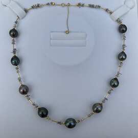 海水珍珠大溪地akoya Kesha搭配18k金管抽拉式金扣时髦高级感满满