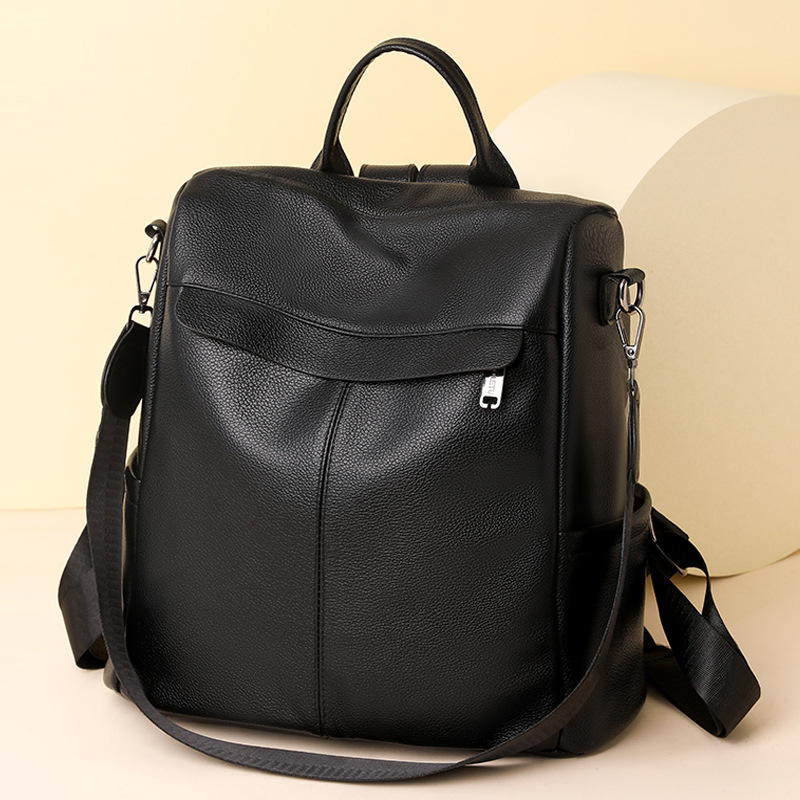 Transfronterizo Amazon al por mayor 2023 nueva mochila antirrobo de cuero suave moda casual multifuncional mochila de doble uso mujer