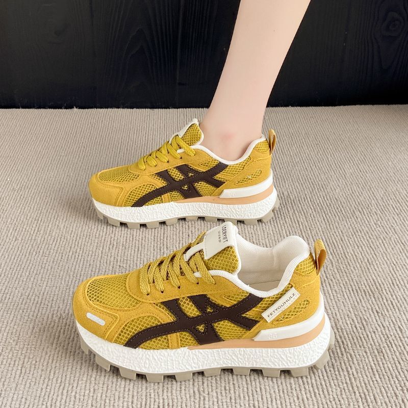 2025 Summer New Casual Versatile Comfortable Sports Shoes Foreign Trade Thick-Soled Height-Increasing Mesh Breathable Women's Sneakers