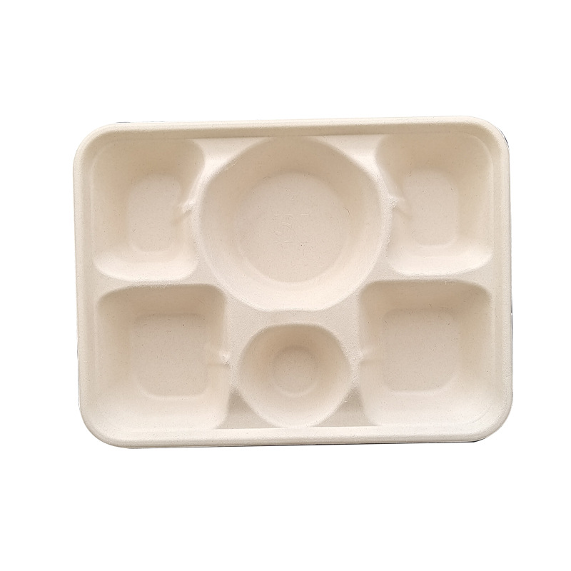 cubiertos degradables desechables de cinco grados y seis grados caja de embalaje de comidas de restaurante dulce y sopa de frito para comida ligera para llevar plato de comida de bento
