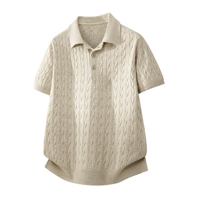 ZF8108-3D衫时尚高级T恤上衣美式麻花纹翻领针织短袖POLO男装，男装针织衫/毛衣，星座614