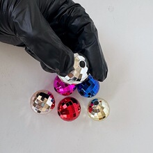新款3CM电镀PS塑料方格球两头通工艺品吸管装饰球文具配件