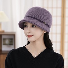 秋冬季新款女士盆帽加绒加厚中老年人妈妈针织帽时尚百搭毛线帽子