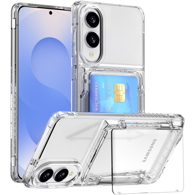 适用三星S25edge手机壳 晶透明套啤翻盖插卡钱包Galaxy S24保护套