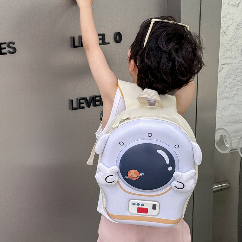 Jardín de infantes mochila de bebés dibujos animados lindos astronautas mochila de niños y niñas lámpara parpadea mochila de niños
