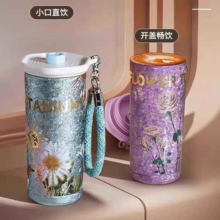 BIGCAR大卡内外纯钛保温杯女颜值咖啡杯吸管水杯子新款车载送礼|undefined