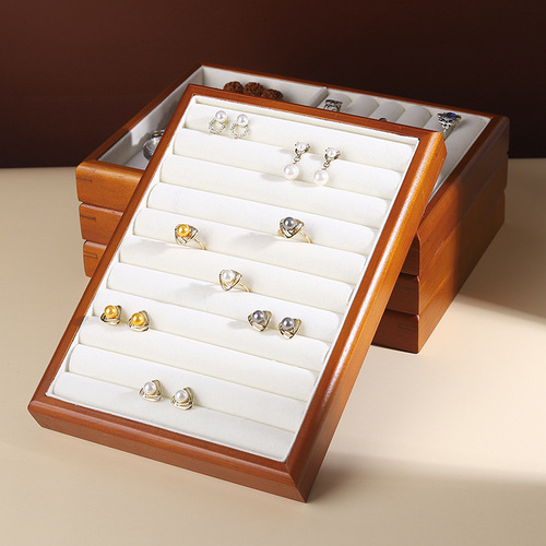 Solid wood pallet earring rack ring tray household jewelry rack storage tray bracelet rack stall jewelry display rack