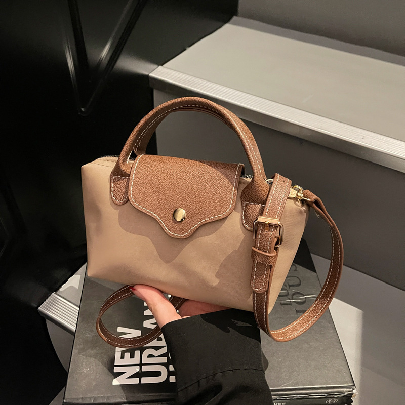 Contrast Color Stitching Fashionable Women's Small Bag 2025 New Simple Casual Small Square Bag Textured Nylon Crossbody Bag