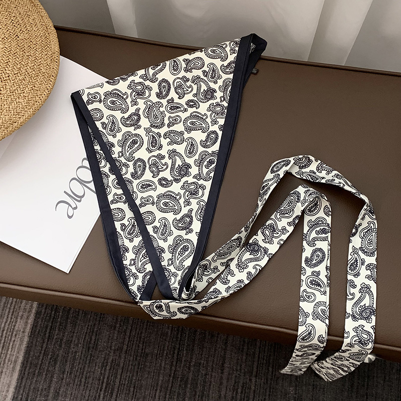 Toalla triangular con cintura, bufanda de seda con flor de anacardo retro, sensación de alta gama, cortina de pedo apilada multifuncional de verano, diadema de todo fósforo