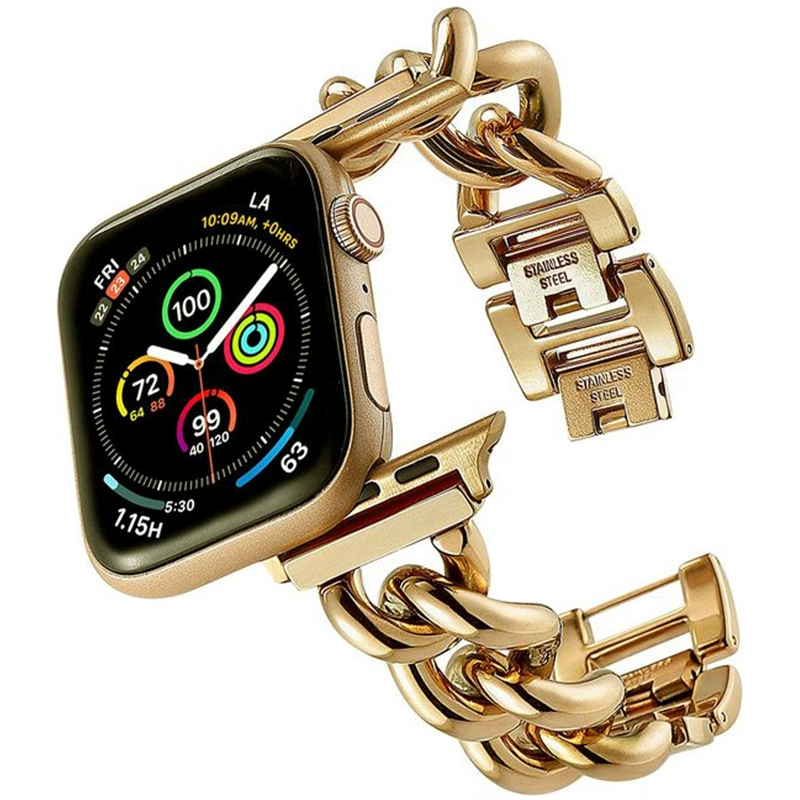 Ремешок для Apple Watch9/ iWatch8/7/6/5/SE, нержавеющая сталь, однорядная джинсовая цепочка для часов