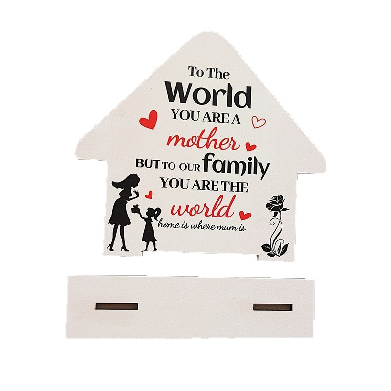 Cuelga transfronteriza regalo del día de la madre para mamá Día de la madre forma de corazón madera hueca decoración artesanía madre