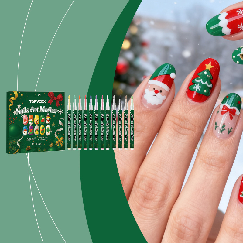 Torvikx DIY Christmas Nail Art Painting Pen Water-Based Graffiti Easy-To-Use Outline and Coloring Nail Art Pen Torvikx DIY Christmas Nail Art Painting Pen Water-Based Graffiti Easy-To-Use Outline and Coloring Nail Art Pen